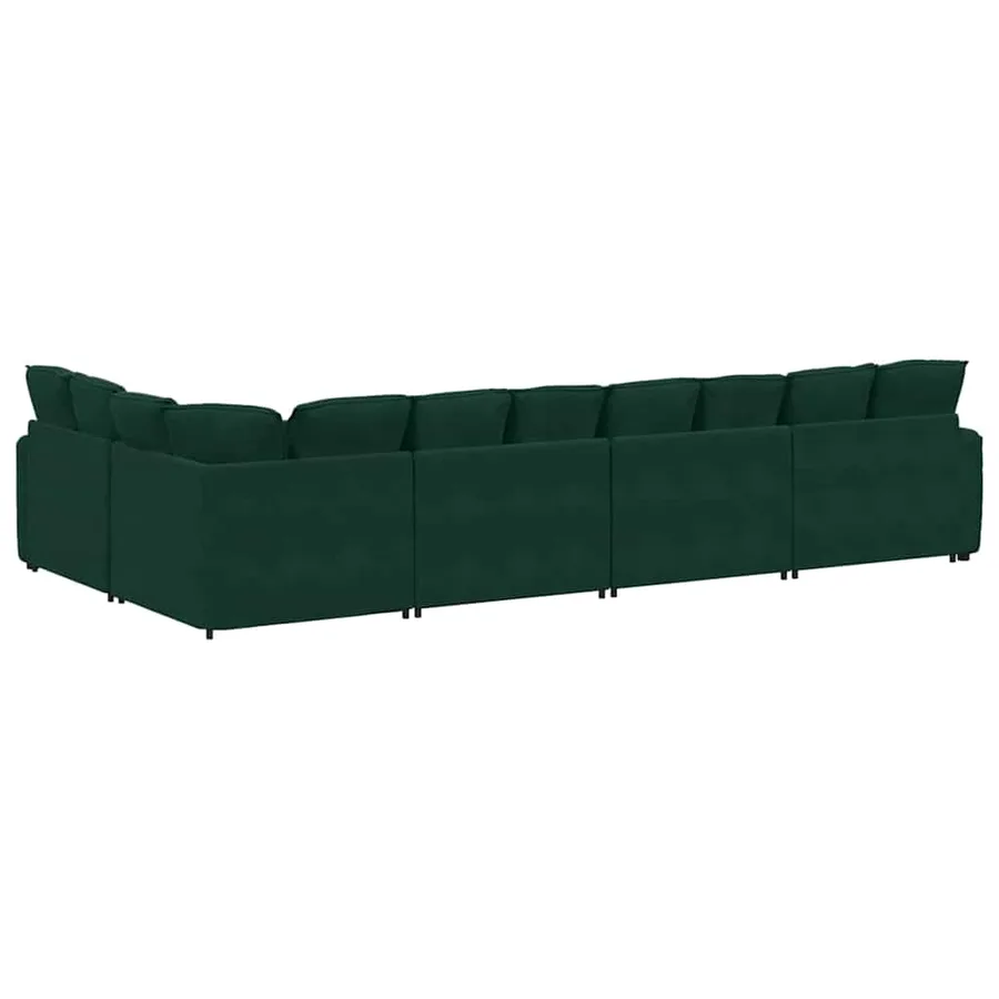 Canapé modulable avec coussins velours vert foncé - 8
