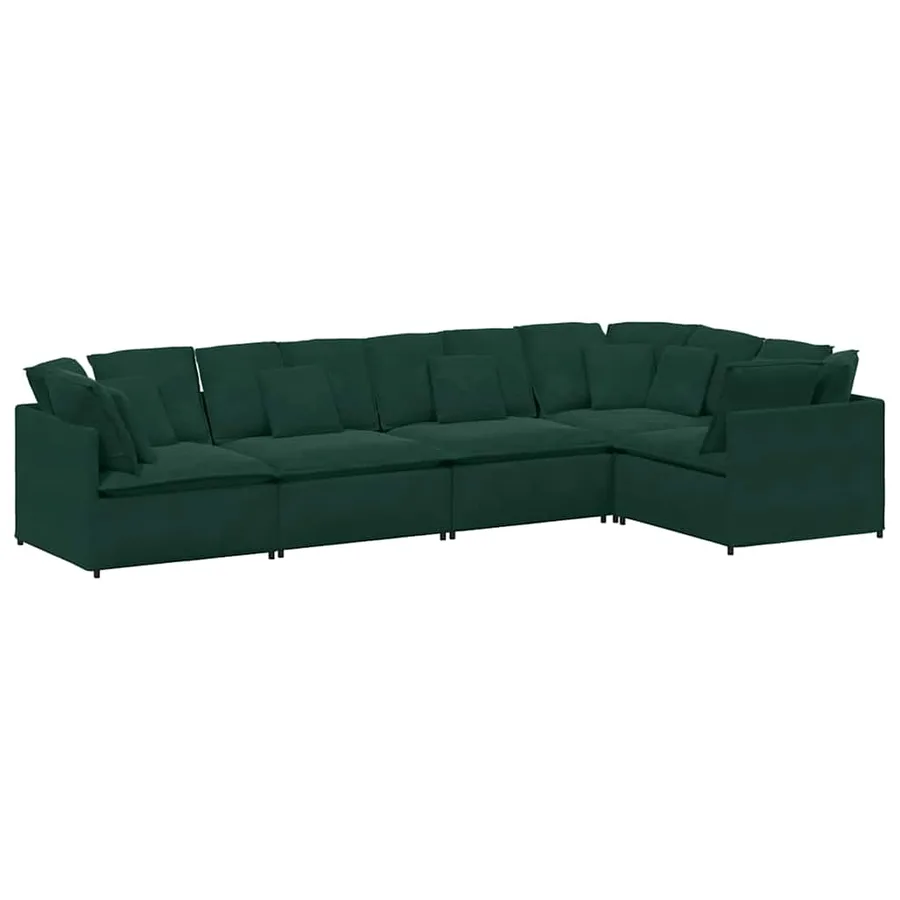 Canapé modulable avec coussins velours vert foncé - 2