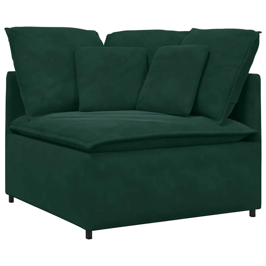Canapé modulable avec coussins velours vert foncé - 3