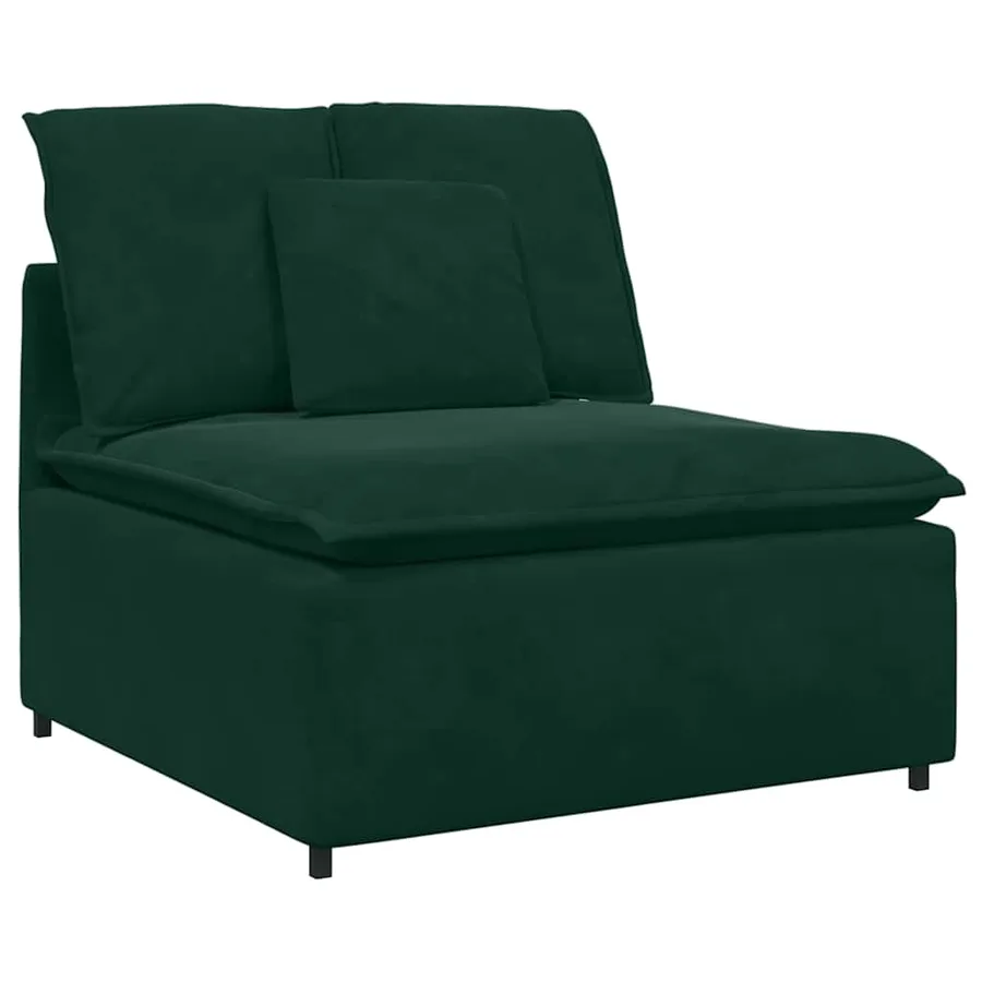 Canapé modulable avec coussins velours vert foncé - 4