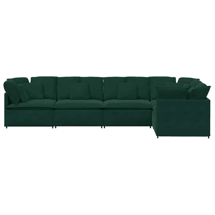 Canapé modulable avec coussins velours vert foncé - 5