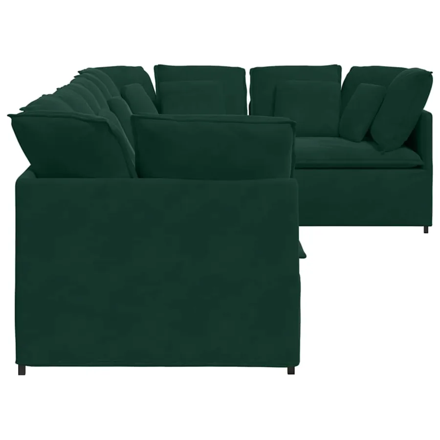 Canapé modulable avec coussins velours vert foncé - 6
