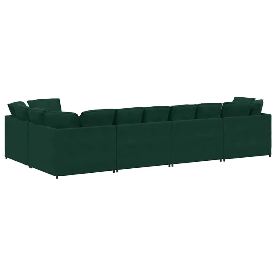 Canapé modulable avec coussins velours vert foncé - 7