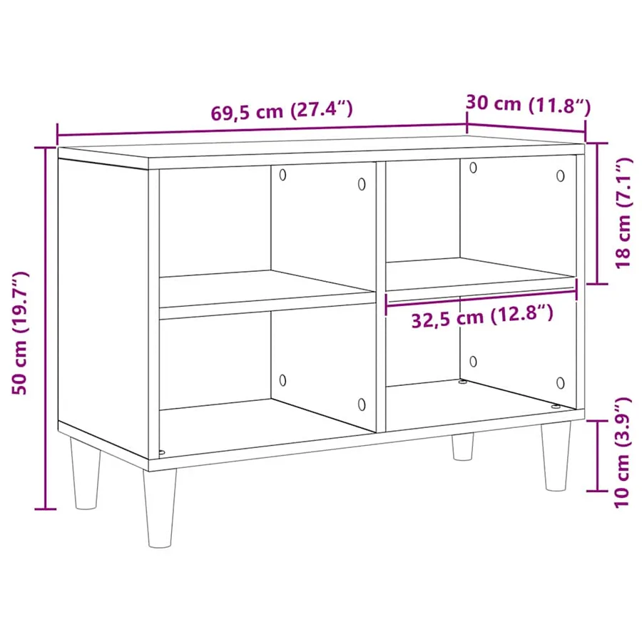 Meuble TV Chêne noir 69,5 x 30 x 50 cm Bois d'ingénierie - 10