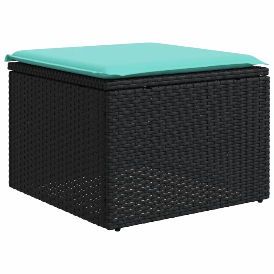 Ensemble de canapé de jardin 6 pcs avec coussins noir résine tressée - 8