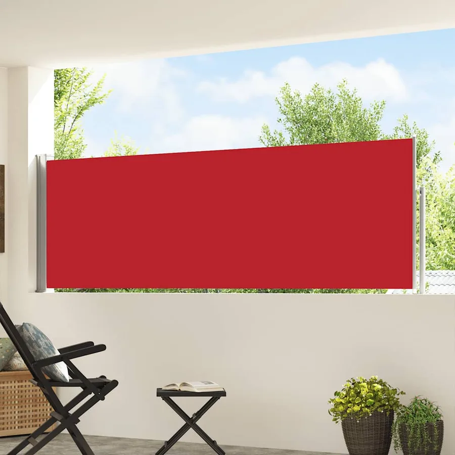 Auvent latéral rétractable de patio 100x500 cm Rouge - 3