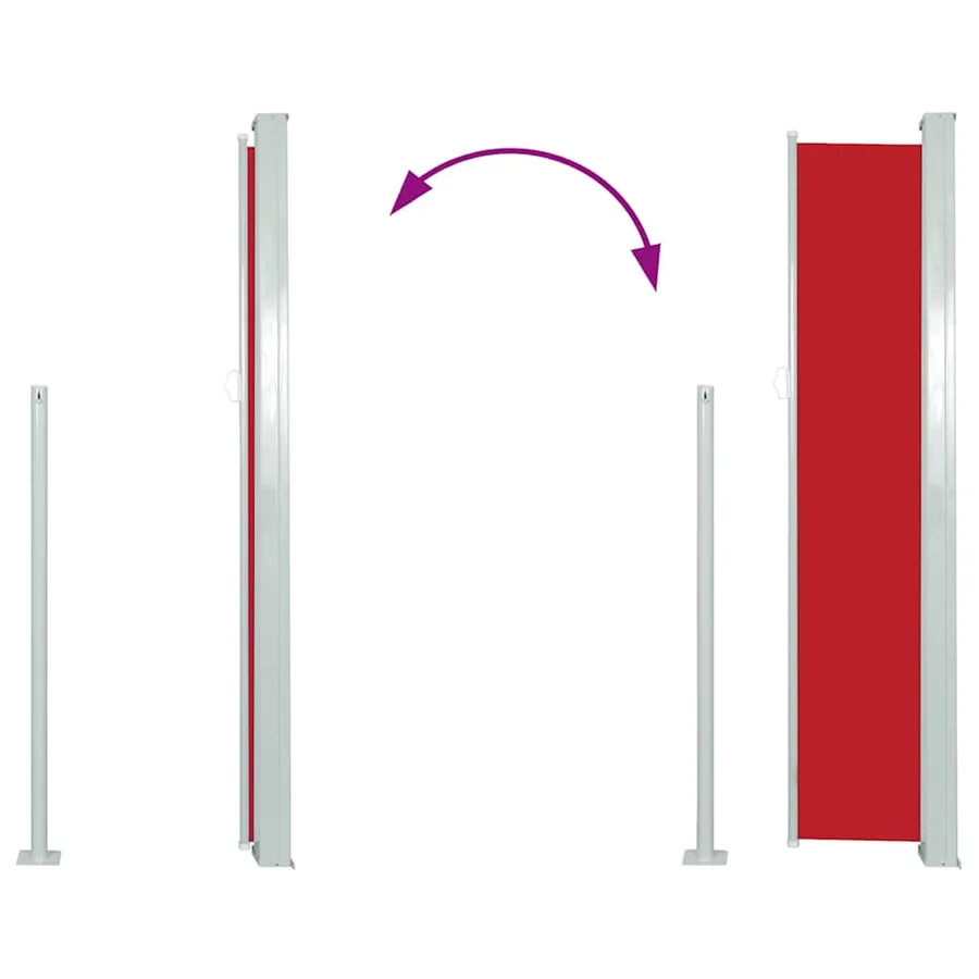 Auvent latéral rétractable de patio 100x500 cm Rouge - 7