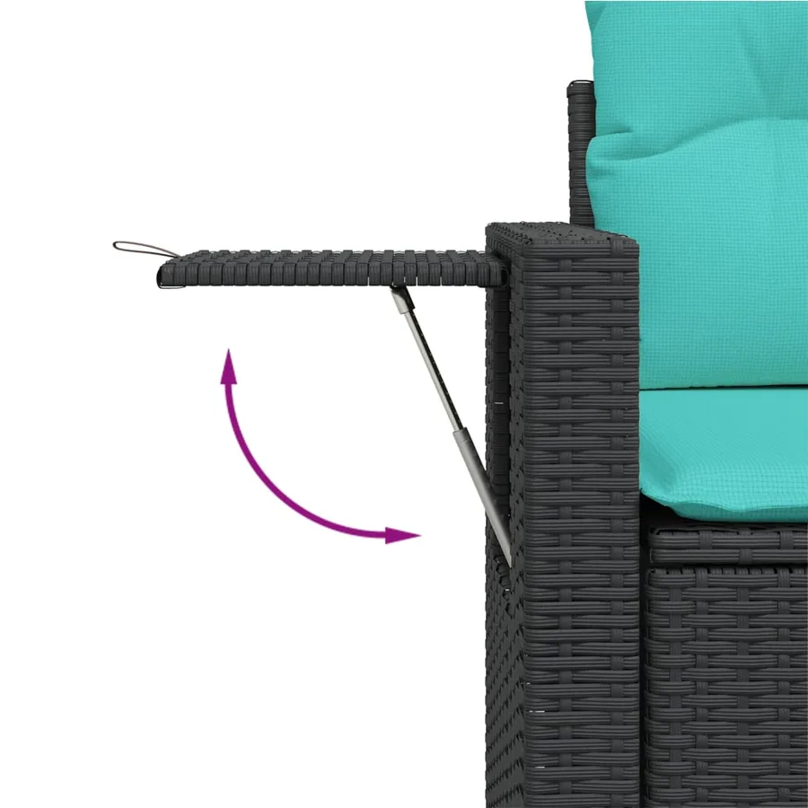Ensemble de canapé de jardin 8 pcs avec coussins noir résine tressée - 9