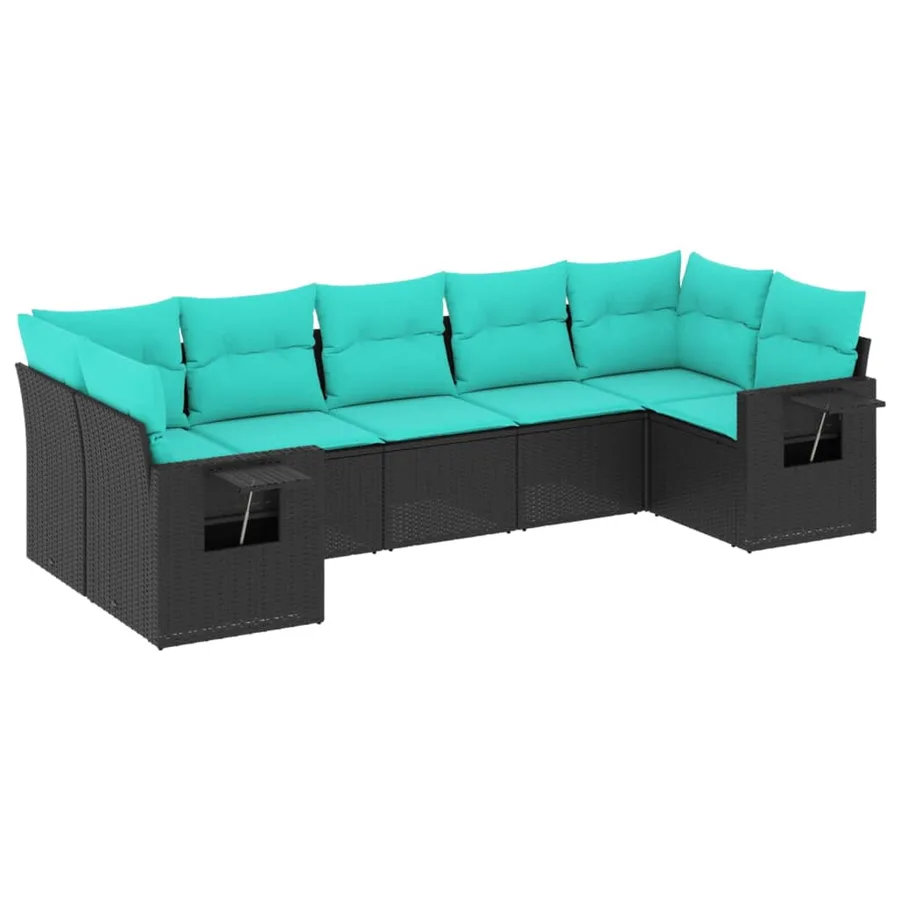 Salon de jardin 7 pcs avec coussins noir résine tressée 62 x 62 x 69 cm - 59,0 kg - 2