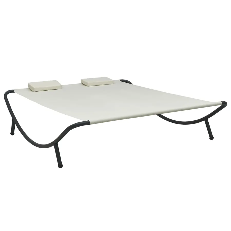 Outdoor sun lounger Cream fabric