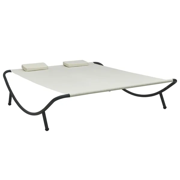 Outdoor sun lounger Cream fabric