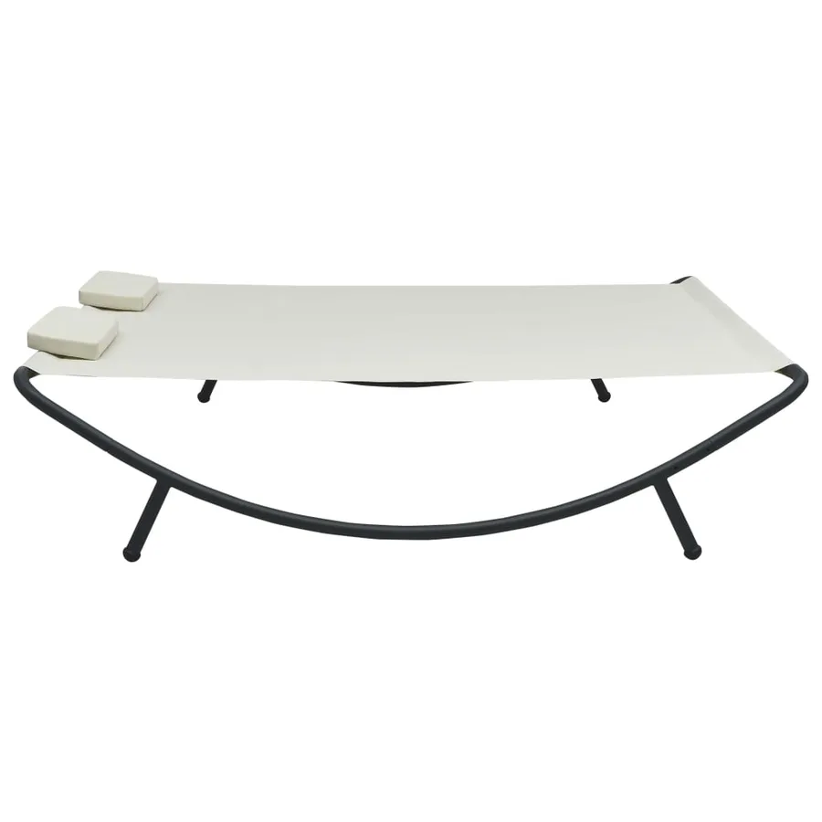 Outdoor sun lounger Cream fabric - 3
