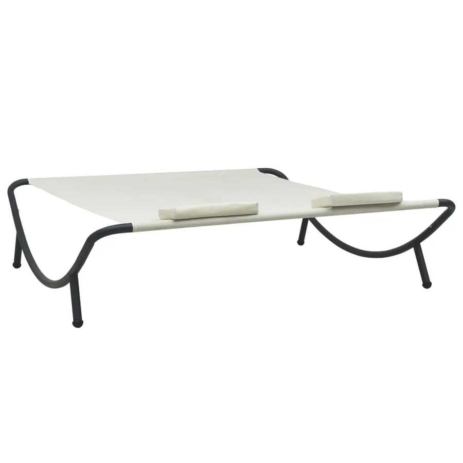 Outdoor sun lounger Cream fabric - 4