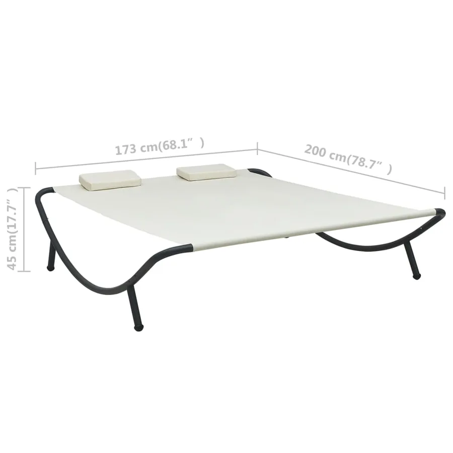 Outdoor sun lounger Cream fabric - 7