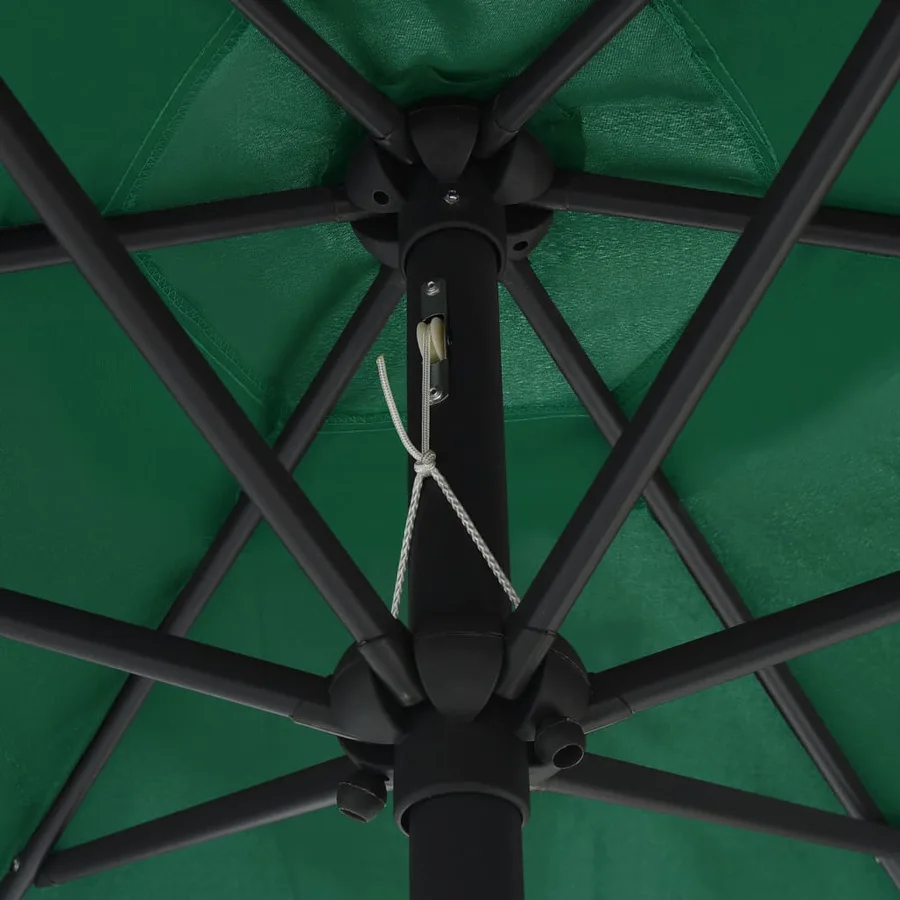 Parasol de jardin et mât en aluminium 270x246 cm Vert - 5