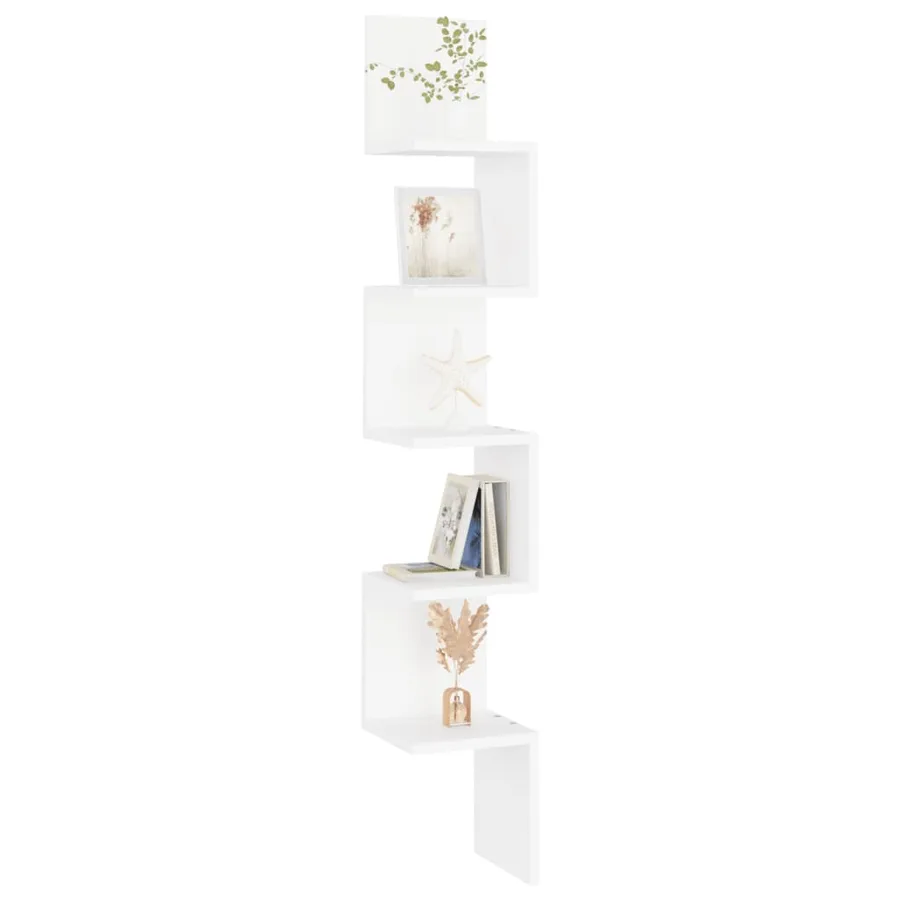 Étagère d'angle murale Blanc 20x20x127,5 cm bois d’ingénierie - 7