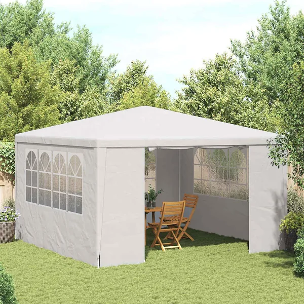 Tente de réception avec parois latérales 4x4 m Blanc 90 g/m²