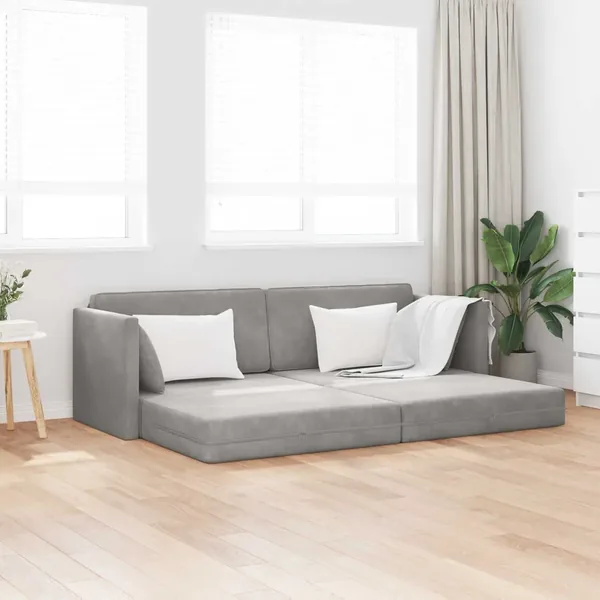 Canapé-lit au sol Gris clair 213 x 70 x 77 cm Velours