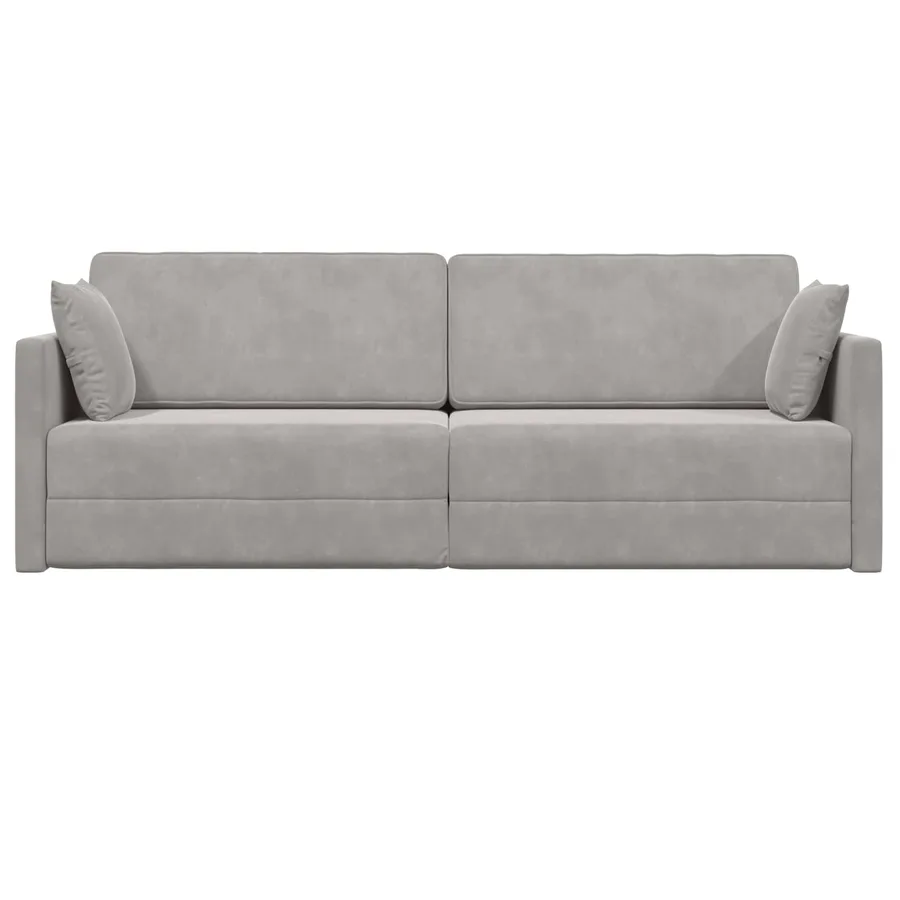 Canapé-lit au sol Gris clair 213 x 70 x 77 cm Velours - 5