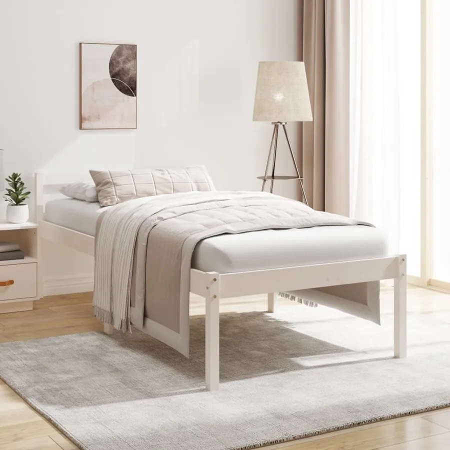 Lit pour personne âgée sans matelas blanc 90x190 cm