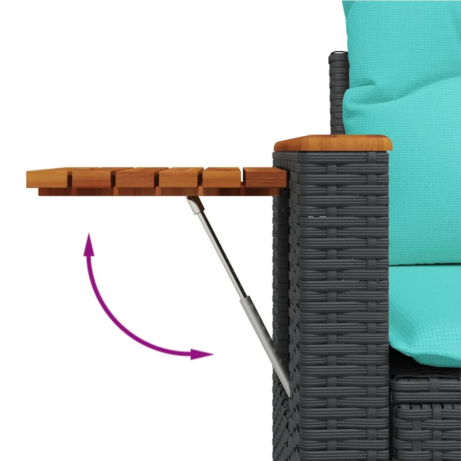 Salon de jardin 8 pcs avec coussins noir résine tressée - 9