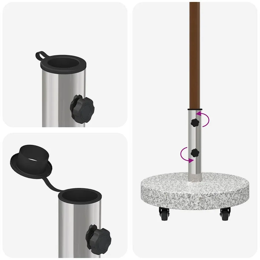 Pied de parasol 29,8kg Gris Granite et Acier Inoxydable Rond - 11