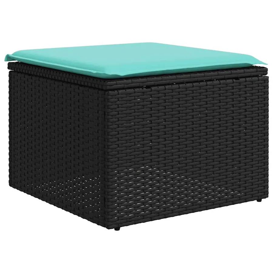 Ensemble de canapé de jardin 7 pcs avec coussins noir résine tressée - 8