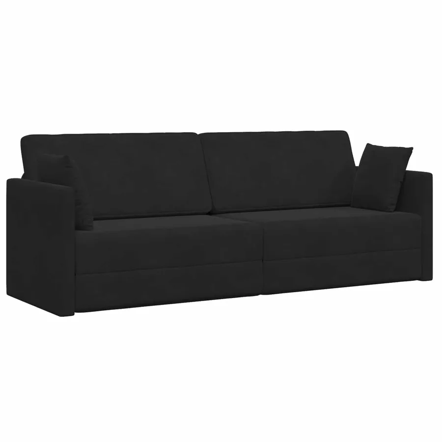 Canapé-lit au sol Noir 213 x 70 x 77 cm Velours - 2