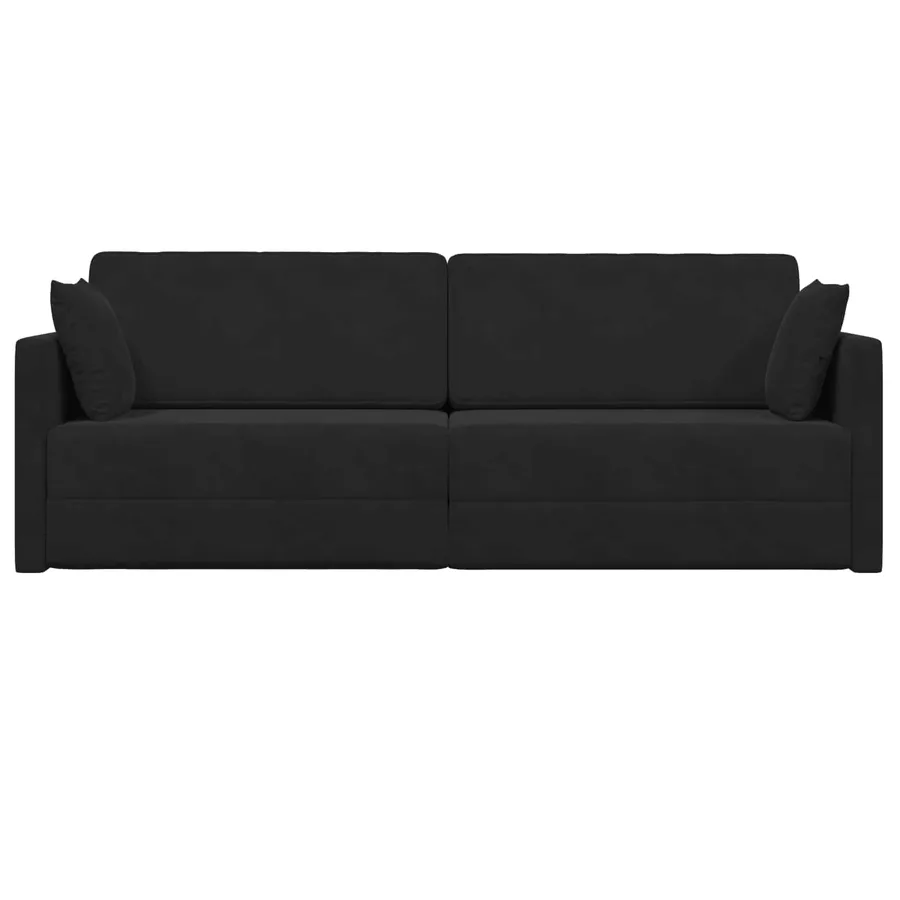 Canapé-lit au sol Noir 213 x 70 x 77 cm Velours - 5