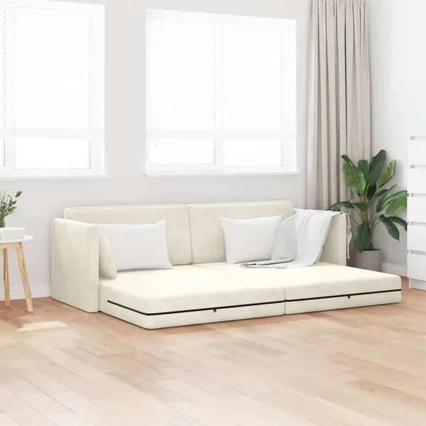 Canapé-lit au sol Crème 213 x 70 x 77 cm Velours