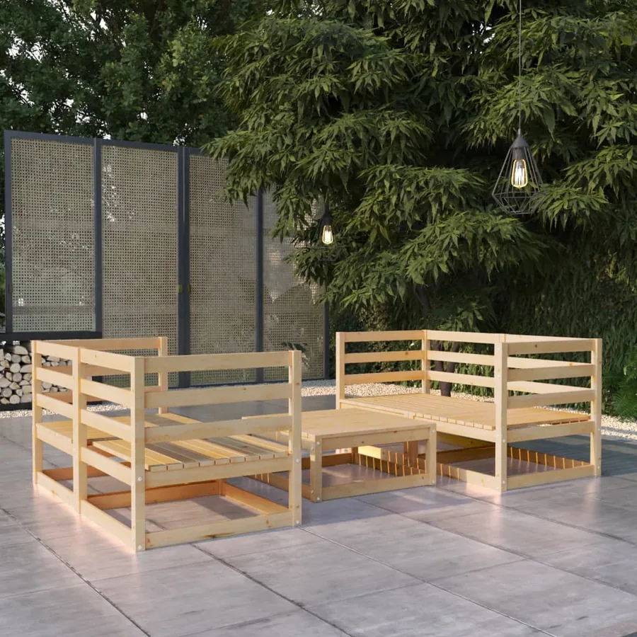 Salon de jardin 5 pcs bois de pin massif