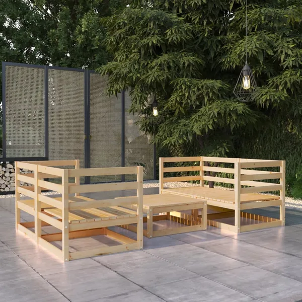Salon de jardin 5 pcs bois de pin massif