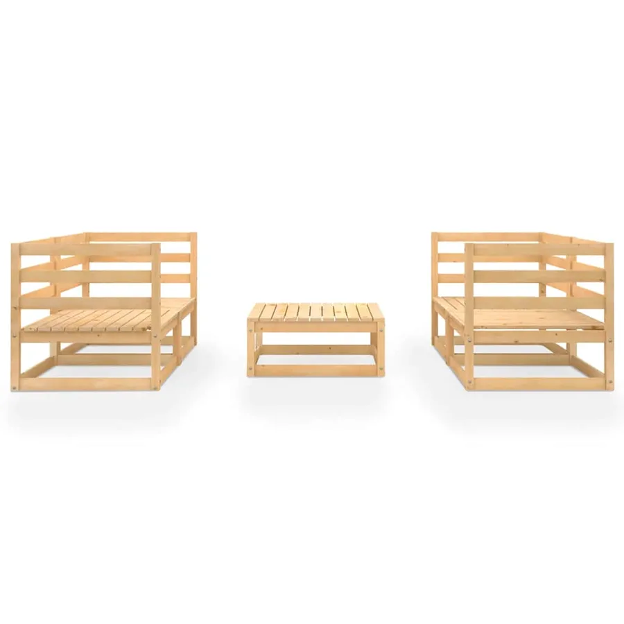 Salon de jardin 5 pcs bois de pin massif - 3