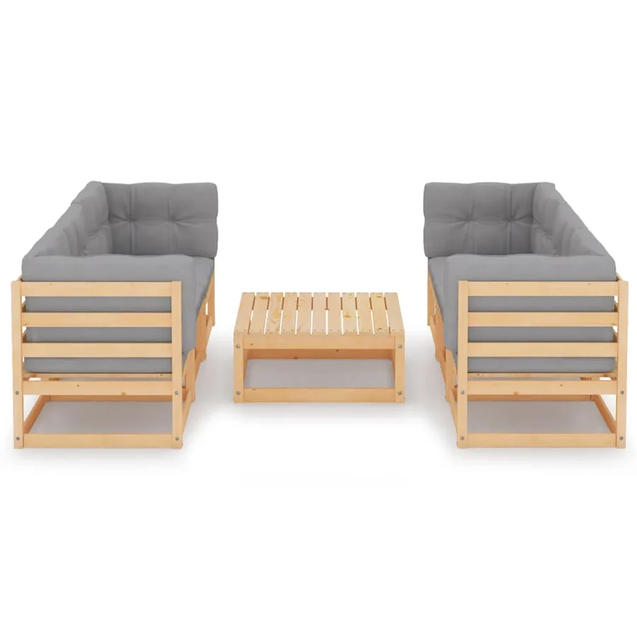 Salon de jardin 7 pcs avec coussins Bois de pin massif - 2