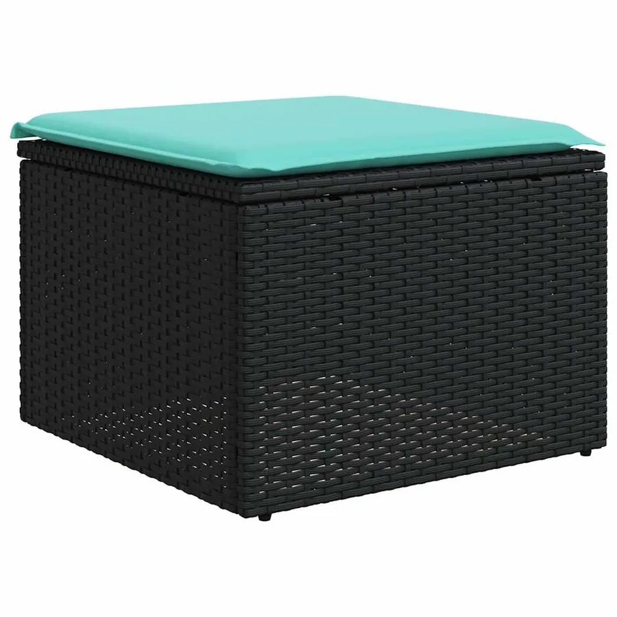 Ensemble de canapé de jardin 8 pcs avec coussins noir résine tressée - 6