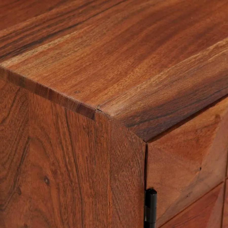 Meuble TV marron miel 112 x 30 x 48 cm Bois d'acacia massif - 8