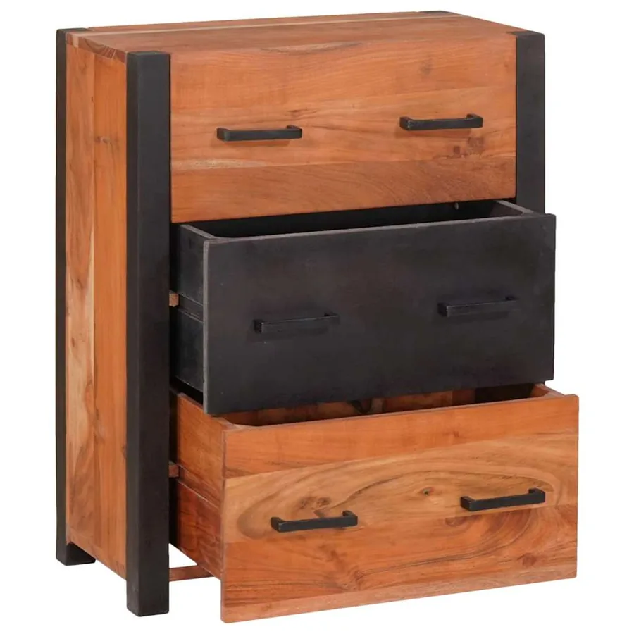 Buffet 3 pcs Marron 165 x 30 x 75 cm Bois d'Acacia Massif - 5