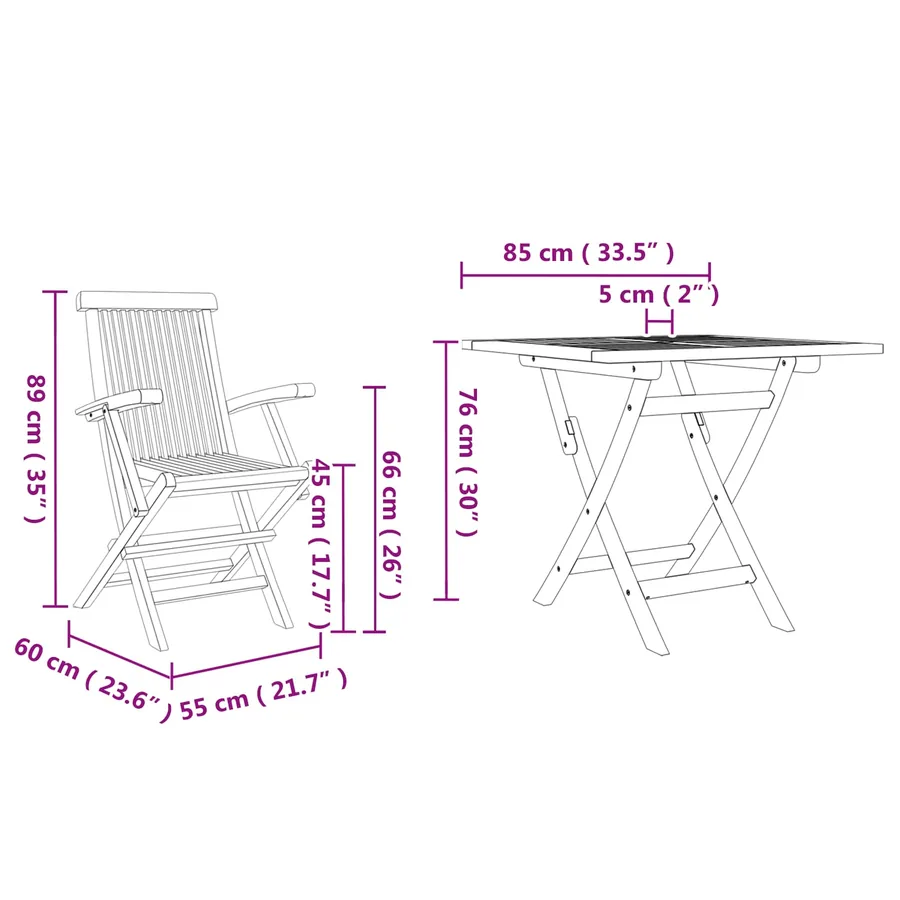 Ensemble de salle à manger pour jardin 3 pcs Marron - 7