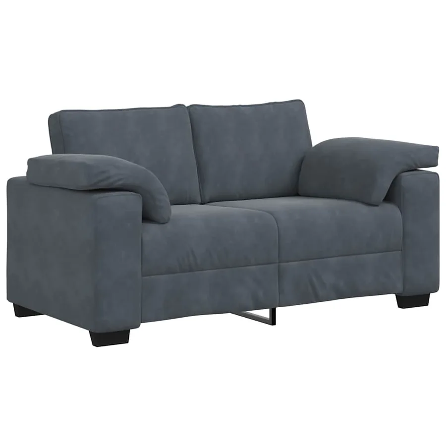 Ensemble canapé 2 pcs avec coussins velours gris foncé - 4