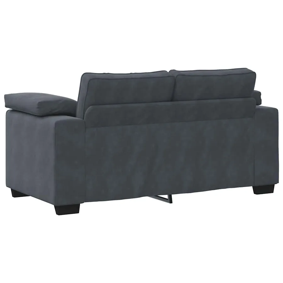 Ensemble canapé 2 pcs avec coussins velours gris foncé - 6