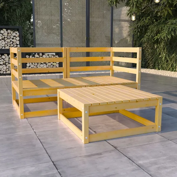Salon de jardin 3 pcs bois de pin massif