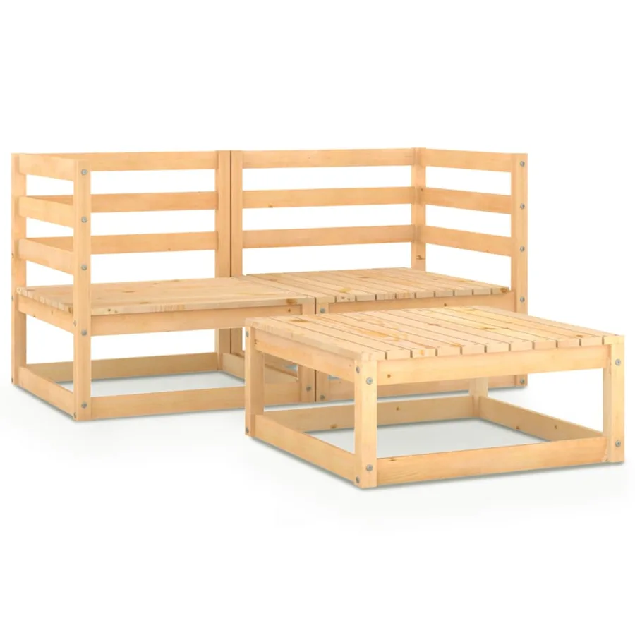Salon de jardin 3 pcs bois de pin massif - 2