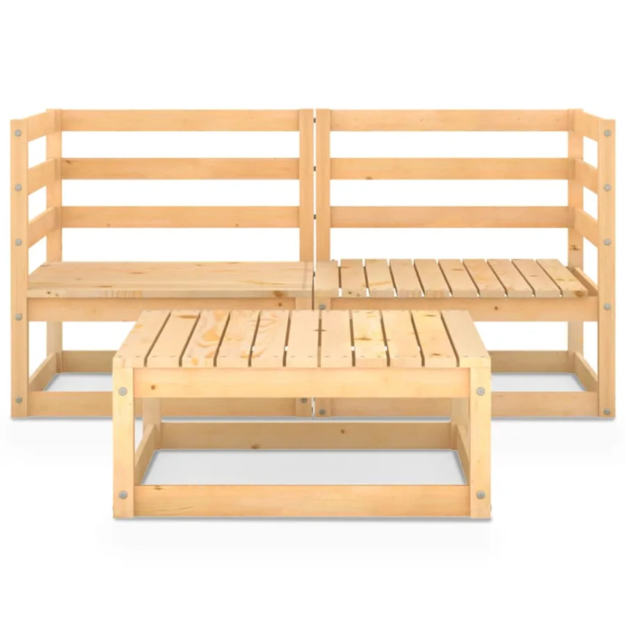 Salon de jardin 3 pcs bois de pin massif - 3
