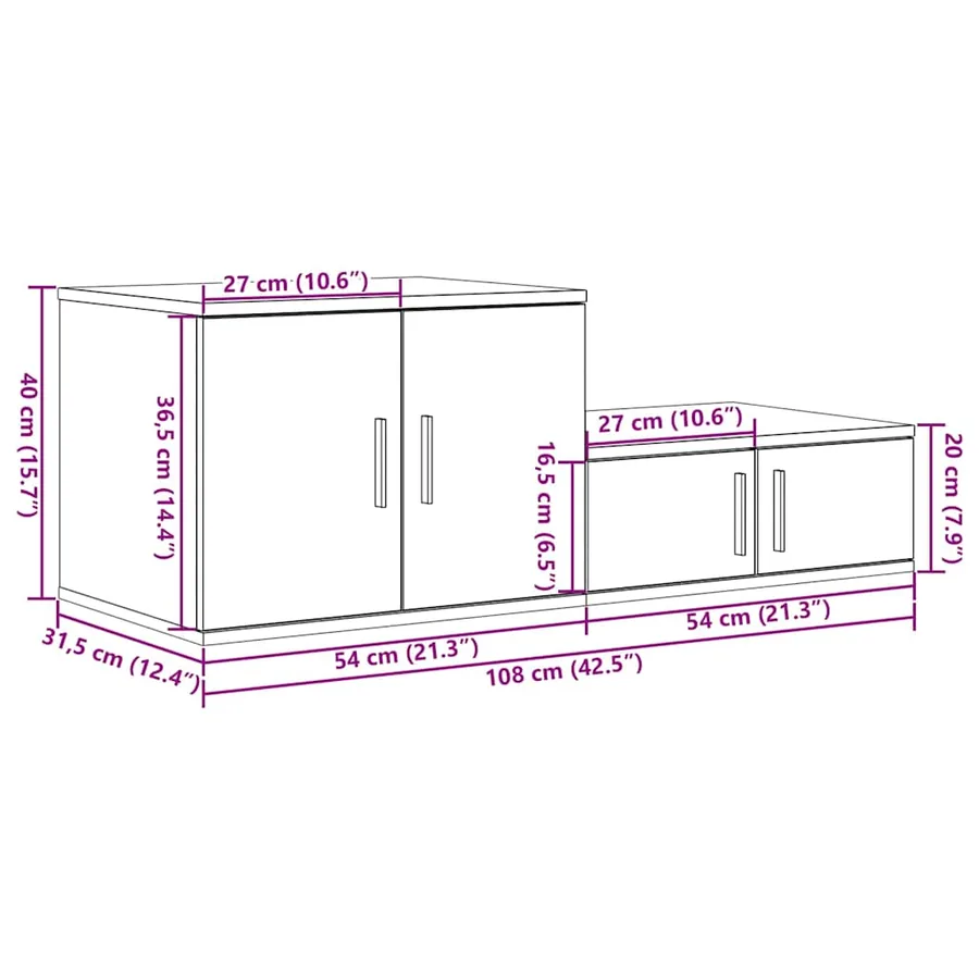 Armoire de rangement 2 pcs Chêne noir 108 x 41 x 40 cm - 14