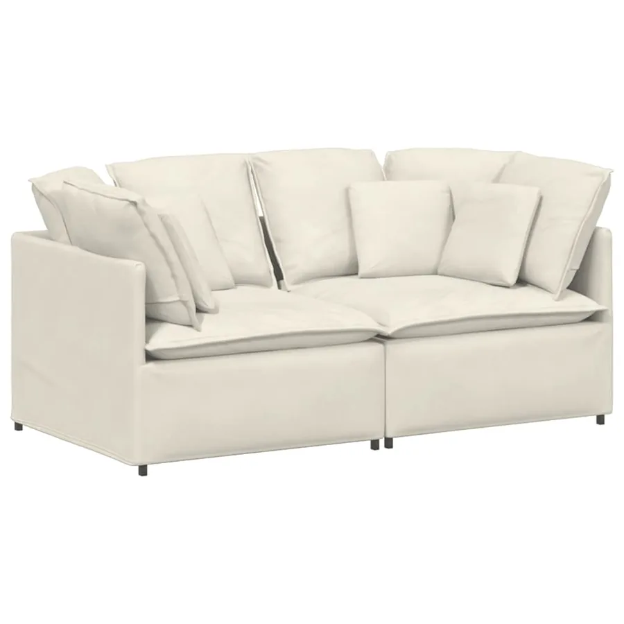 Canapé modulable avec coussins velours crème - 2
