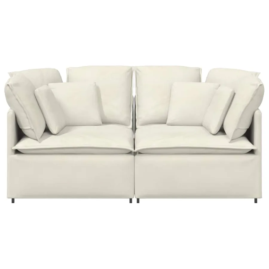 Canapé modulable avec coussins velours crème - 4