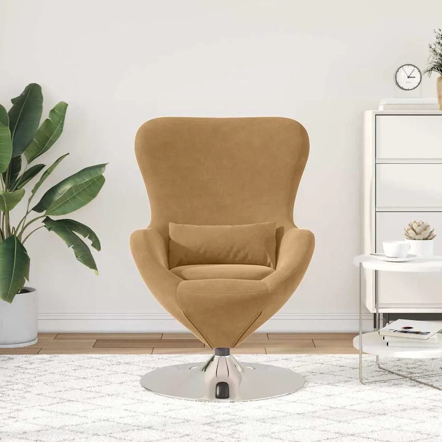 Fauteuil œuf Marron Velours - 3