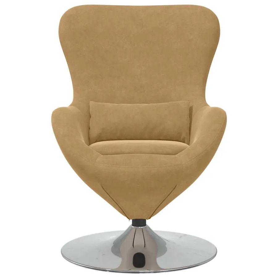 Fauteuil œuf Marron Velours - 4