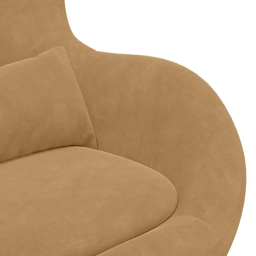 Fauteuil œuf Marron Velours - 7