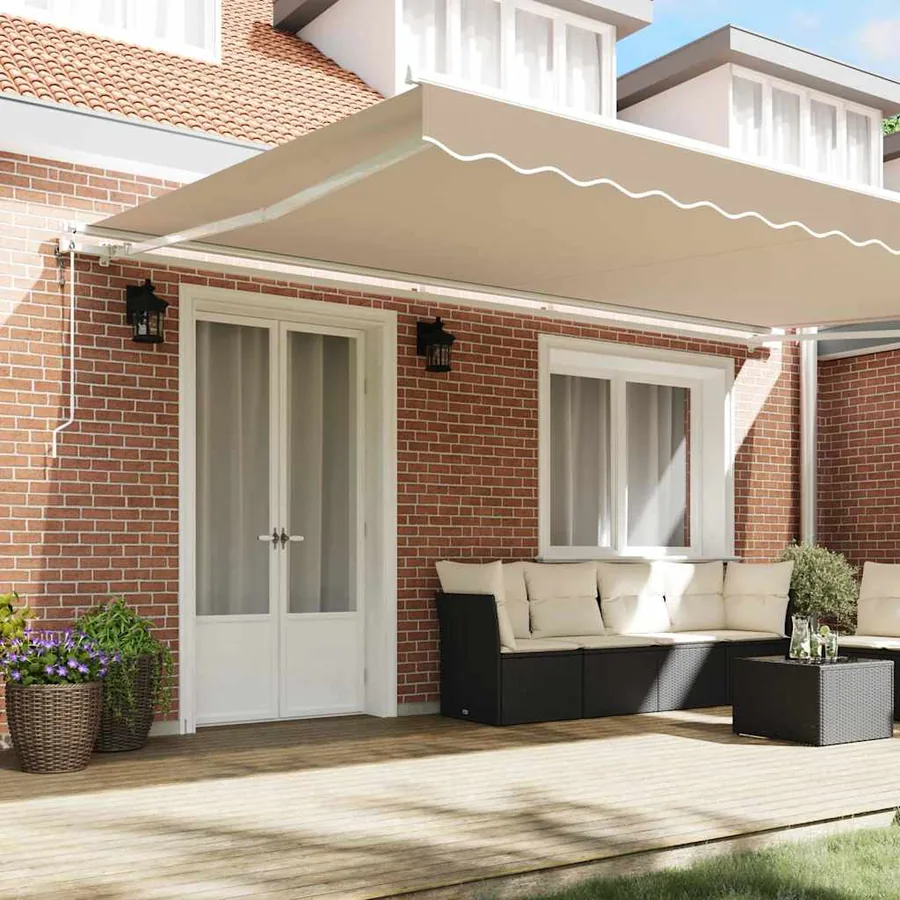 Auvent rétractable Beige 500 × 350 cm Tissu et Aluminium - 3